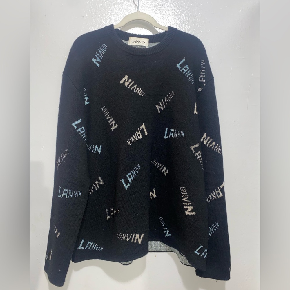 LANVIN METALLIC JACQUARD-KNIT SWEATER SIZE XL